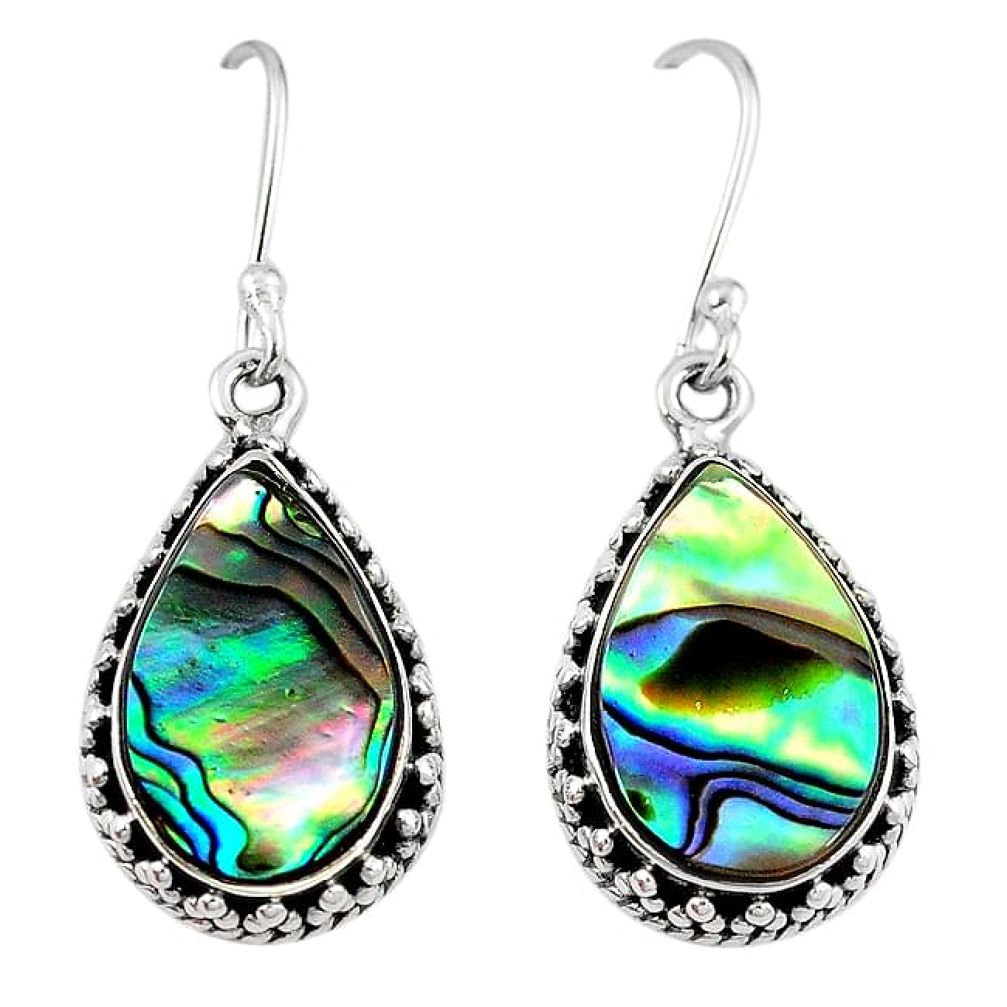 925 sterling silver natural green abalone paua seashell dangle earrings k86284
