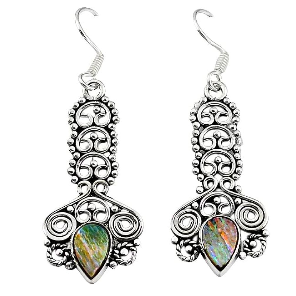 925 sterling silver natural green abalone paua seashell dangle earrings k86595