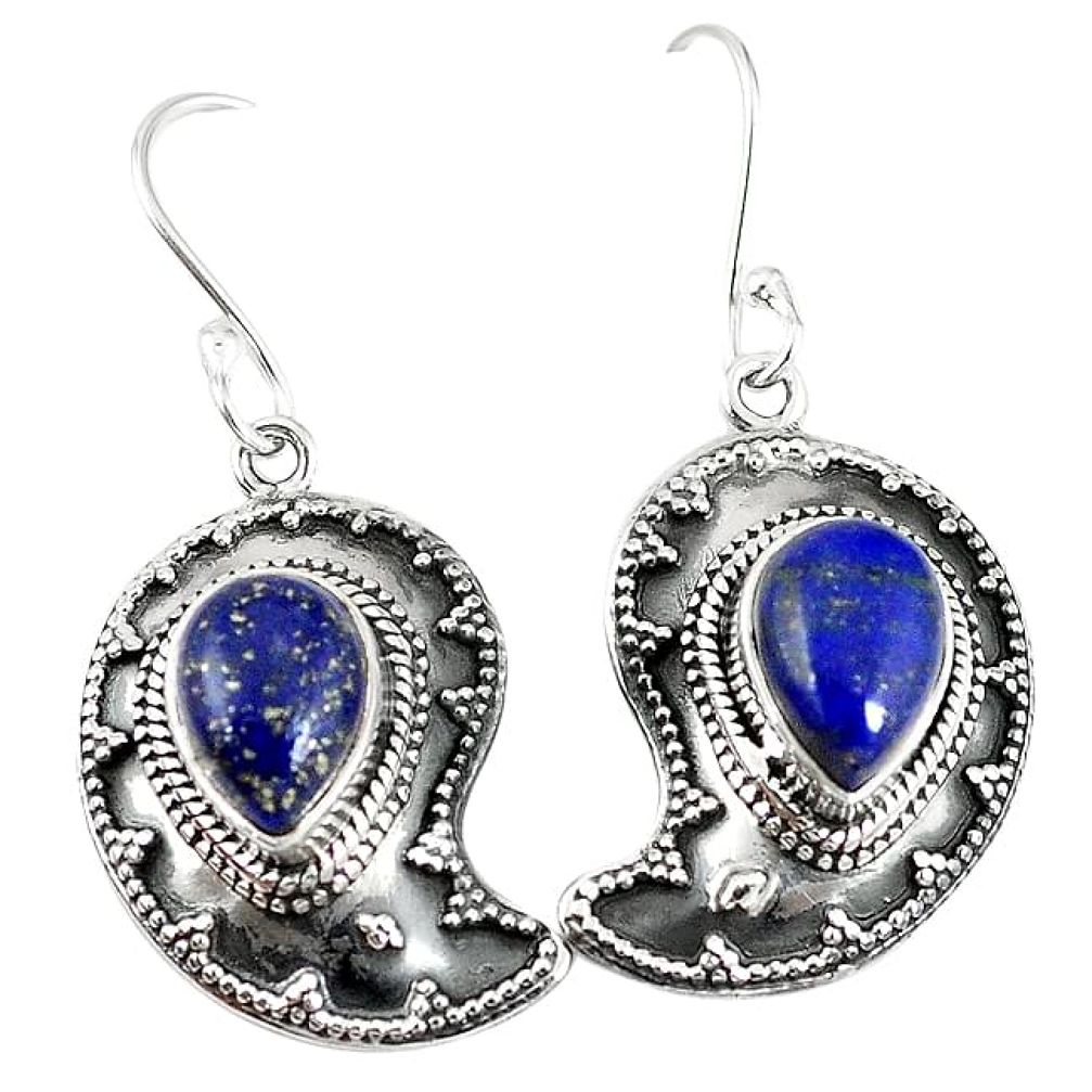 Natural blue lapis lazuli 925 sterling silver dangle earrings jewelry k87596