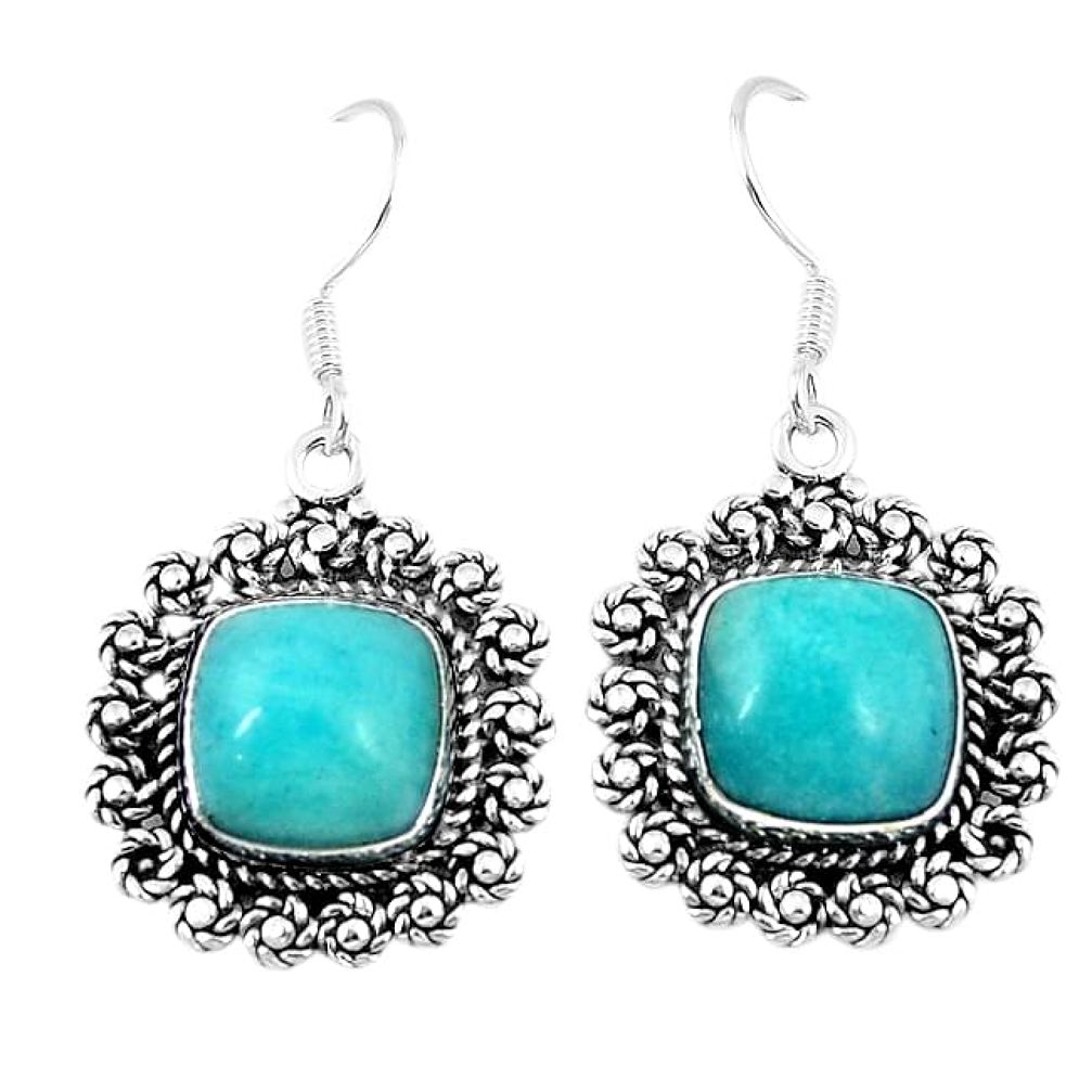 925 silver natural green peruvian amazonite dangle earrings jewelry k89493