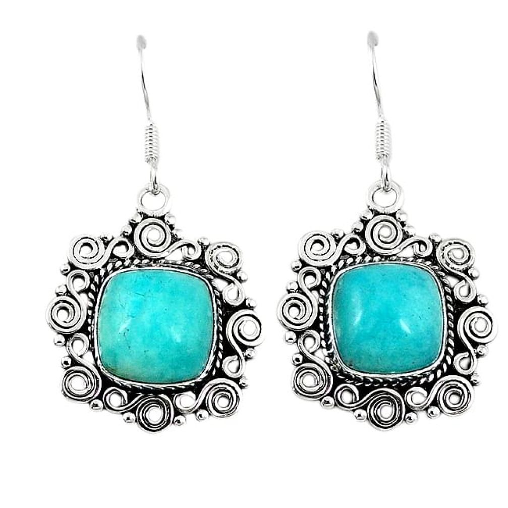 925 silver natural green peruvian amazonite dangle earrings jewelry k89496
