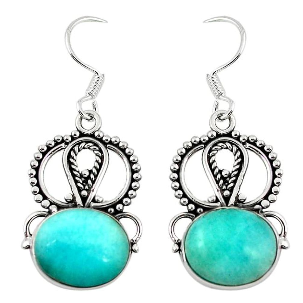 925 silver natural green peruvian amazonite dangle earrings jewelry k89524