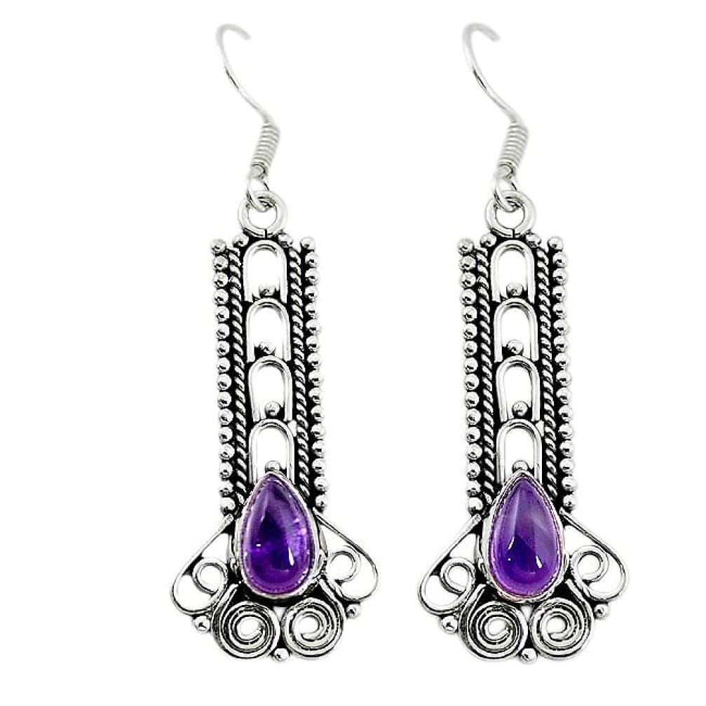 925 sterling silver natural purple amethyst dangle earrings jewelry k92745