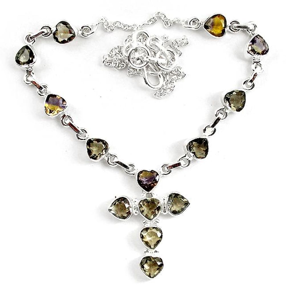 Clearance-23.22cts multicolor ametrine (lab) 925 sterling silver necklace jewelry k83309