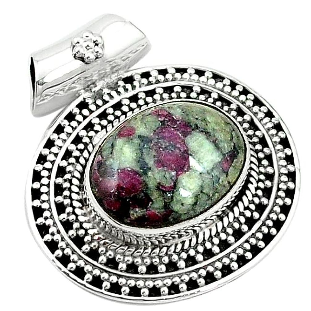 Clearance-Natural pink eudialyte 925 sterling silver pendant jewelry k66751