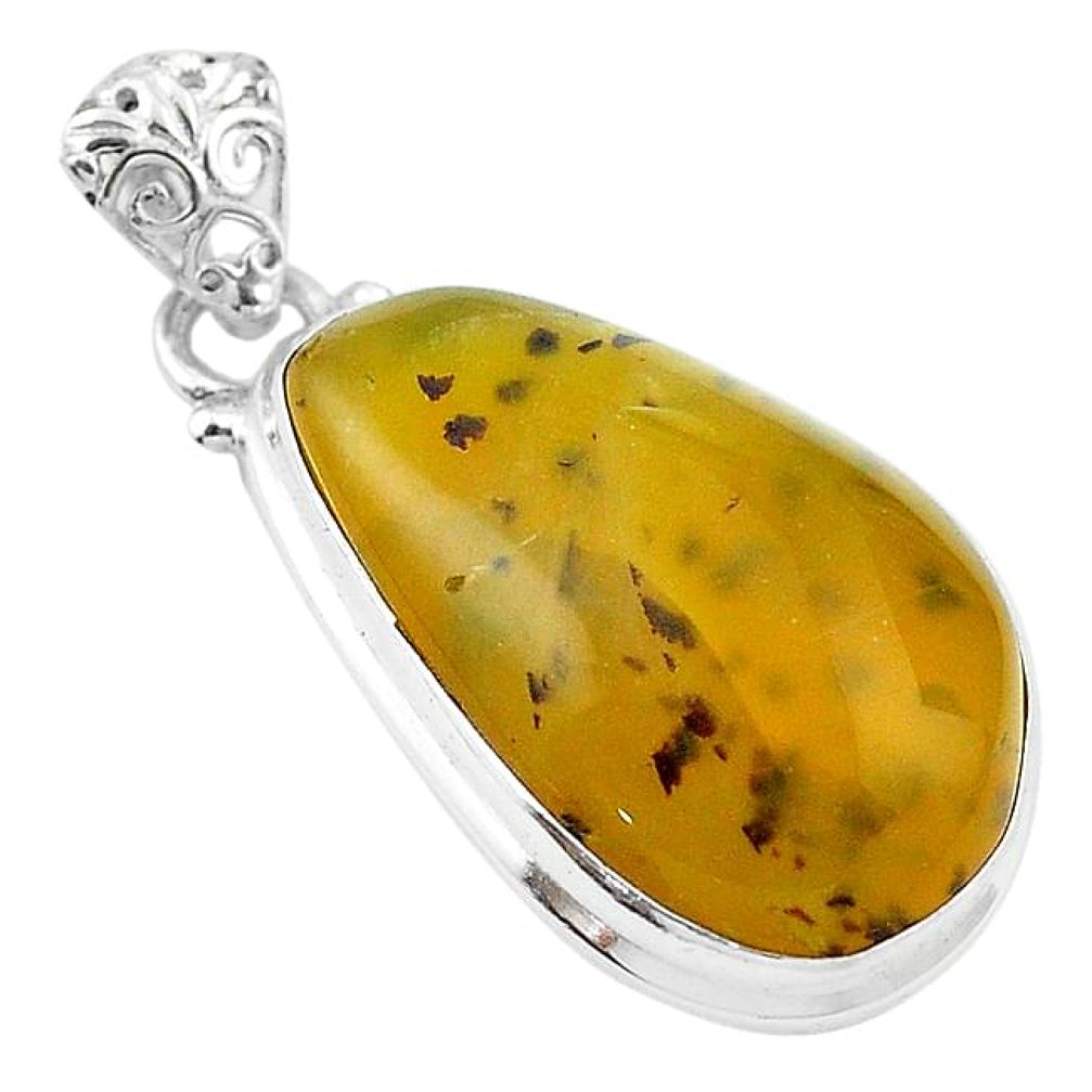 Clearance-Natural yellow opal fancy 925 sterling silver pendant jewelry k72909