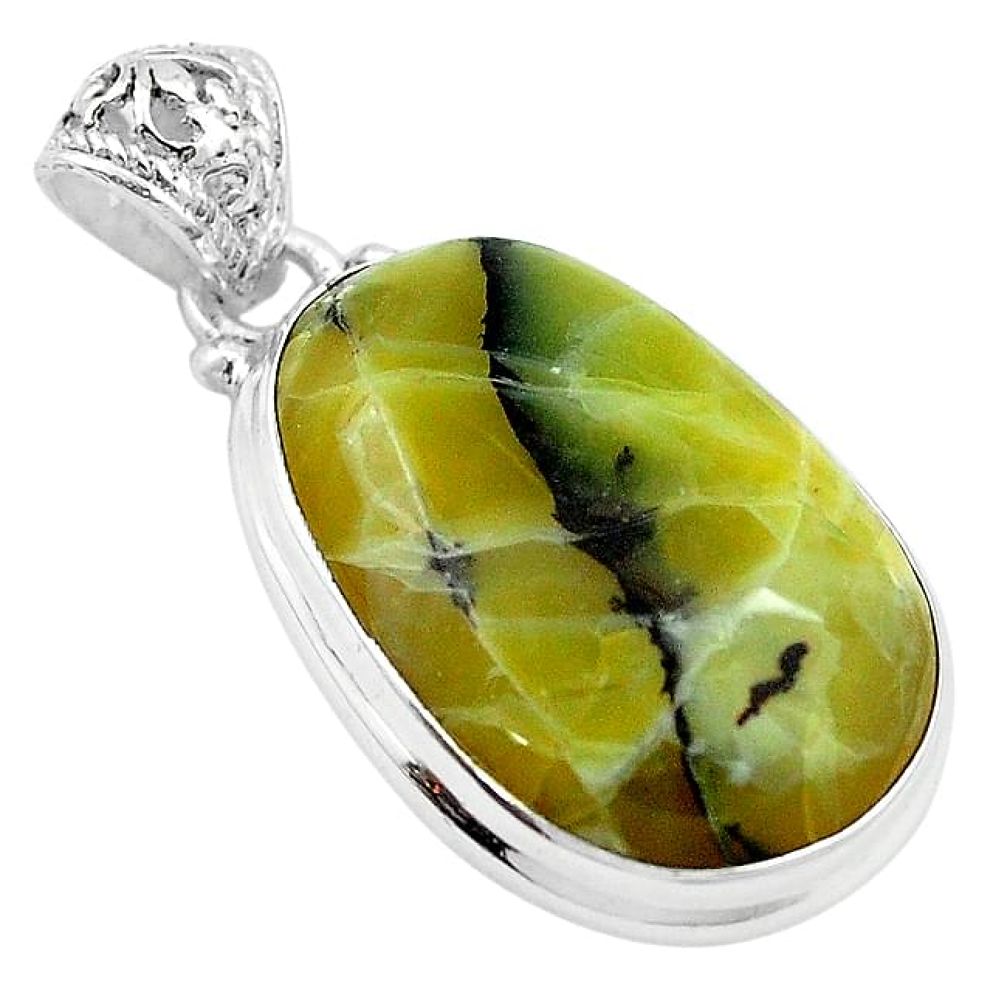Clearance-Natural yellow opal fancy 925 sterling silver pendant jewelry k72910