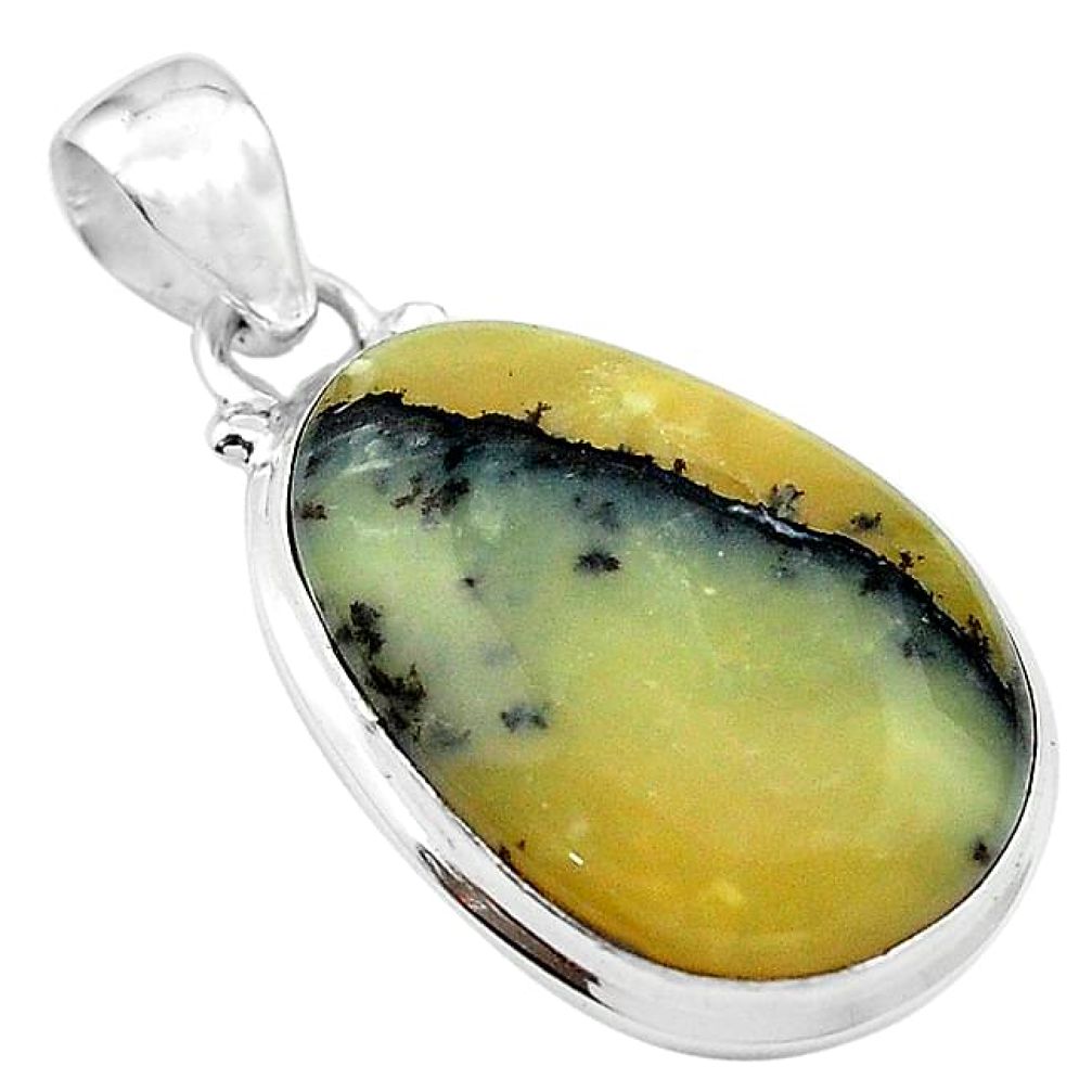 Clearance-Natural yellow opal fancy 925 sterling silver pendant jewelry k72911