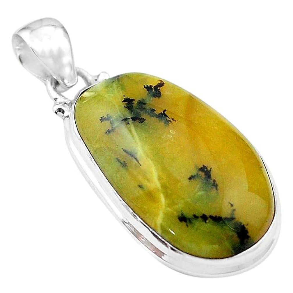 Clearance-925 sterling silver natural yellow opal fancy pendant jewelry k72912