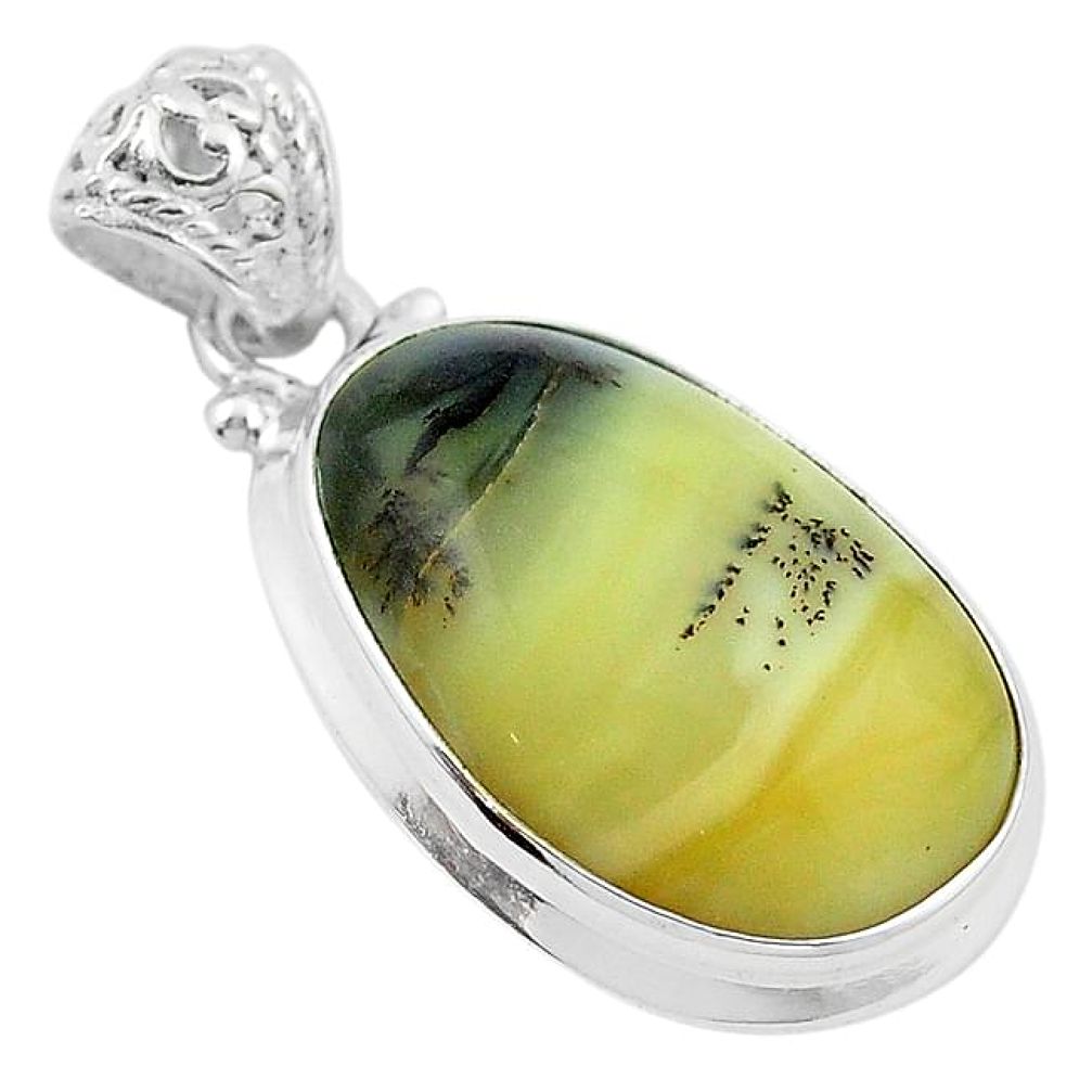 Clearance-Natural yellow opal fancy 925 sterling silver pendant jewelry k72915