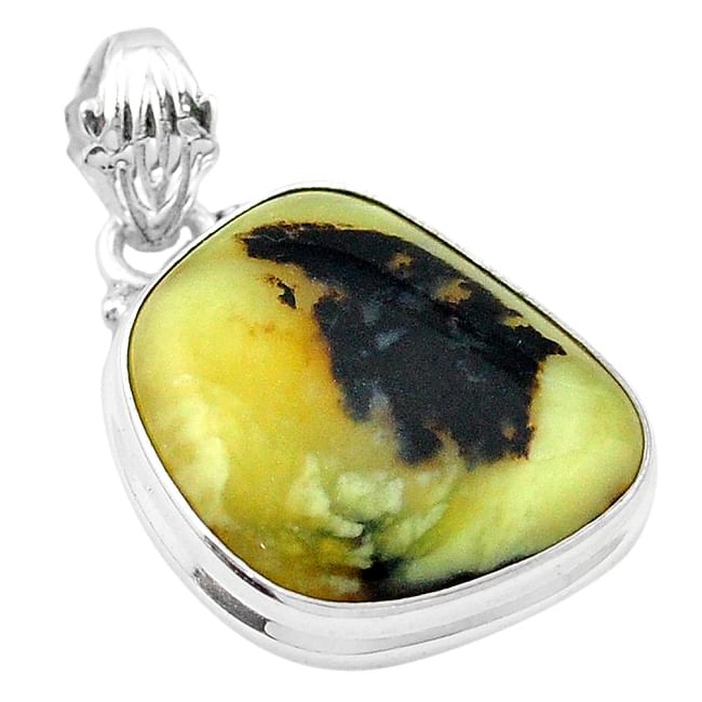 Clearance-Natural yellow opal fancy 925 sterling silver pendant jewelry k72916