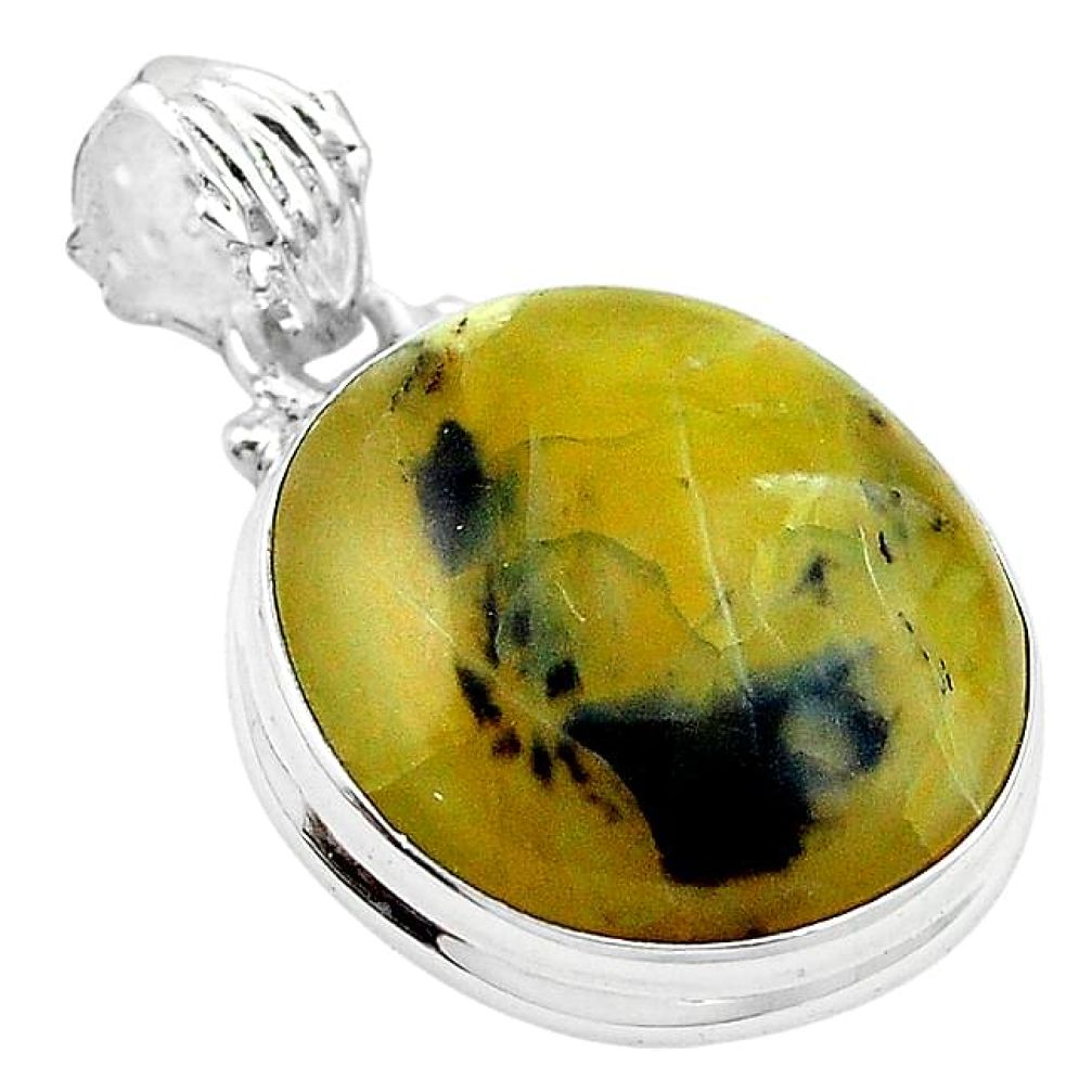 Clearance-Natural yellow opal fancy 925 sterling silver pendant jewelry k72917