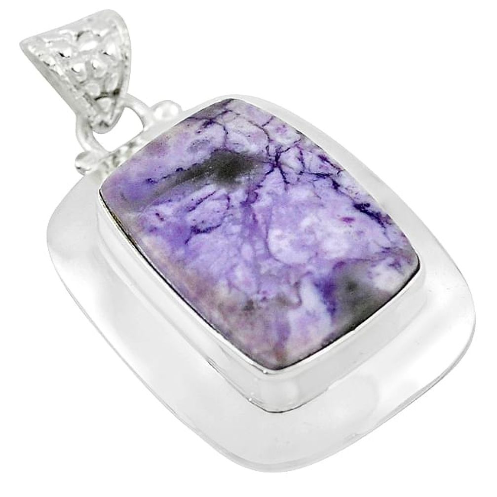 Clearance-Natural purple tiffany stone 925 sterling silver pendant jewelry k74294