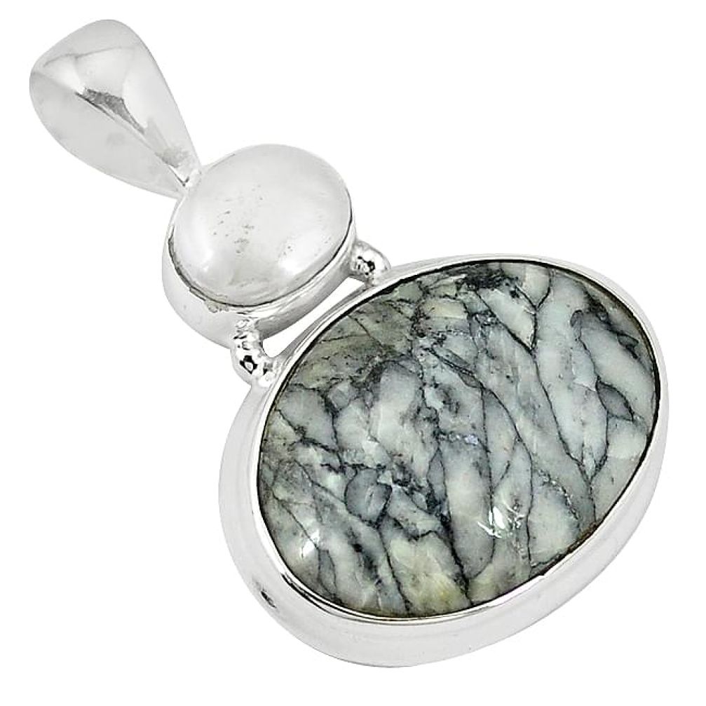 Clearance-Natural white pinolith pearl 925 sterling silver pendant jewelry k76333