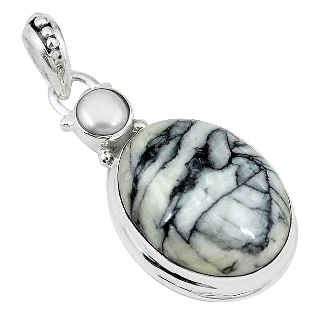 Natural white pinolith pearl 925 sterling silver pendant jewelry k76337