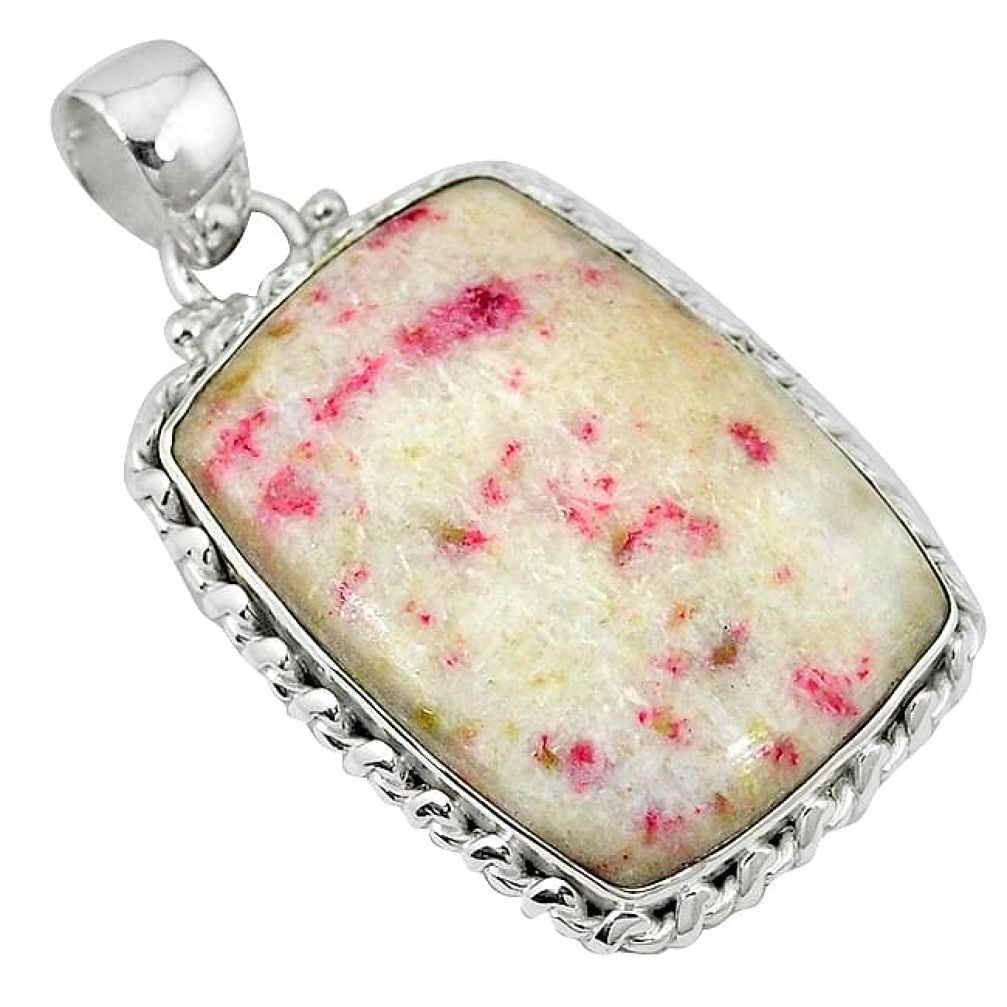 Clearance-Natural red cinnabar spanish 925 sterling silver pendant jewelry k76404