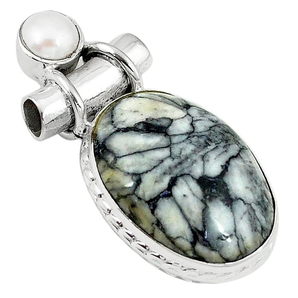 Clearance-Natural white pinolith pearl 925 sterling silver pendant jewelry k79705