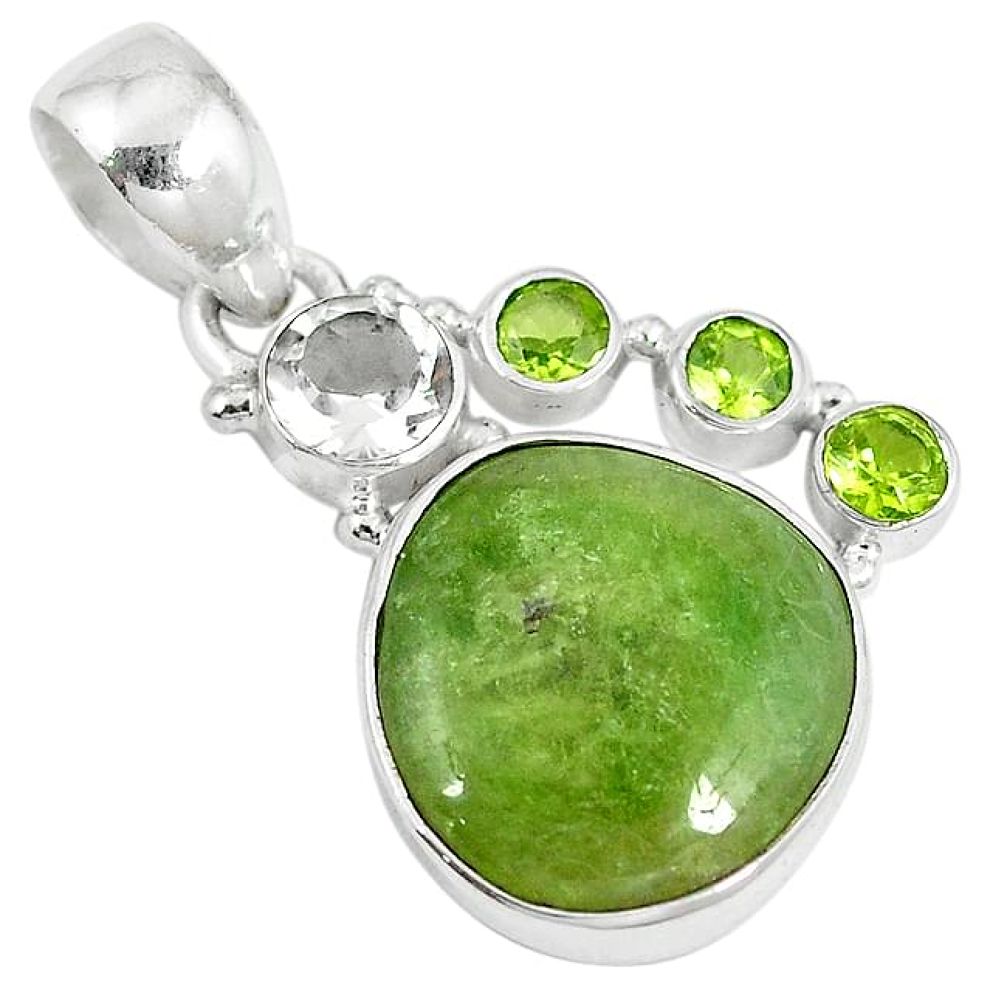 Clearance-Natural green garnet peridot topaz 925 sterling silver pendant jewelry k82116