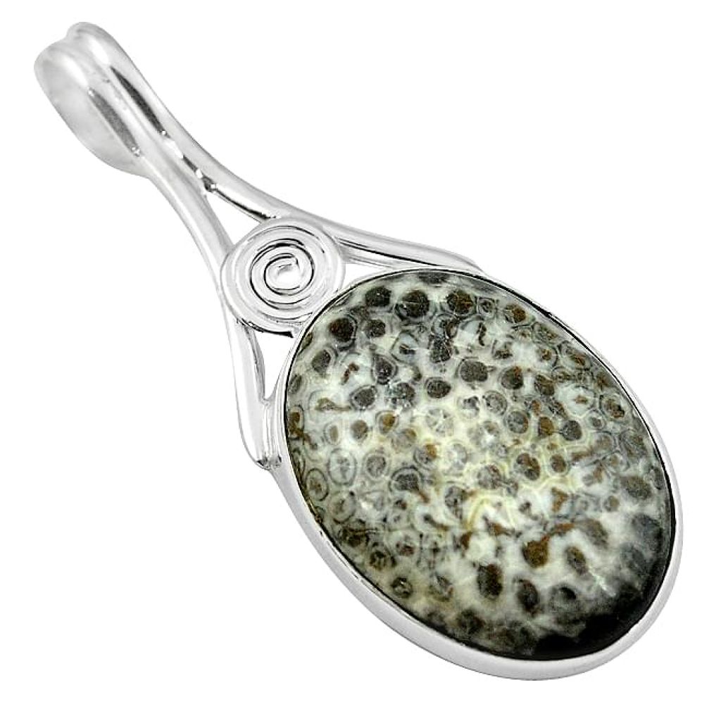 925 silver natural black stingray coral from alaska pendant jewelry k82508