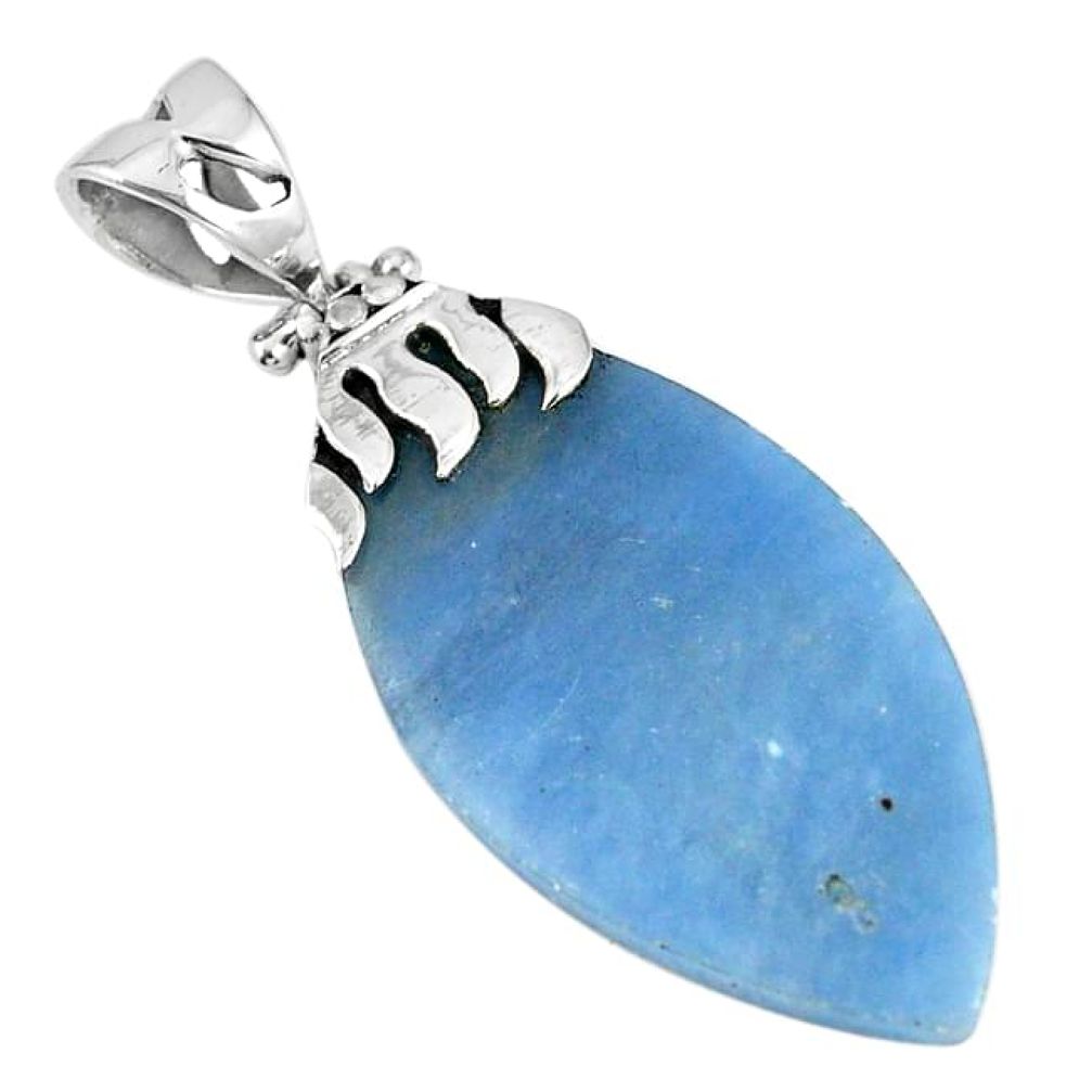 Natural blue angelite pear 925 sterling silver pendant jewelry k84648