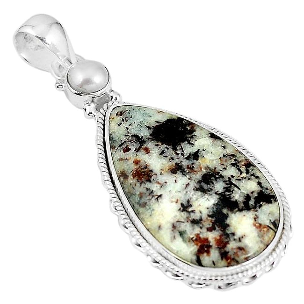 Natural bronze astrophyllite (star leaf) pearl 925 silver pendant k84856