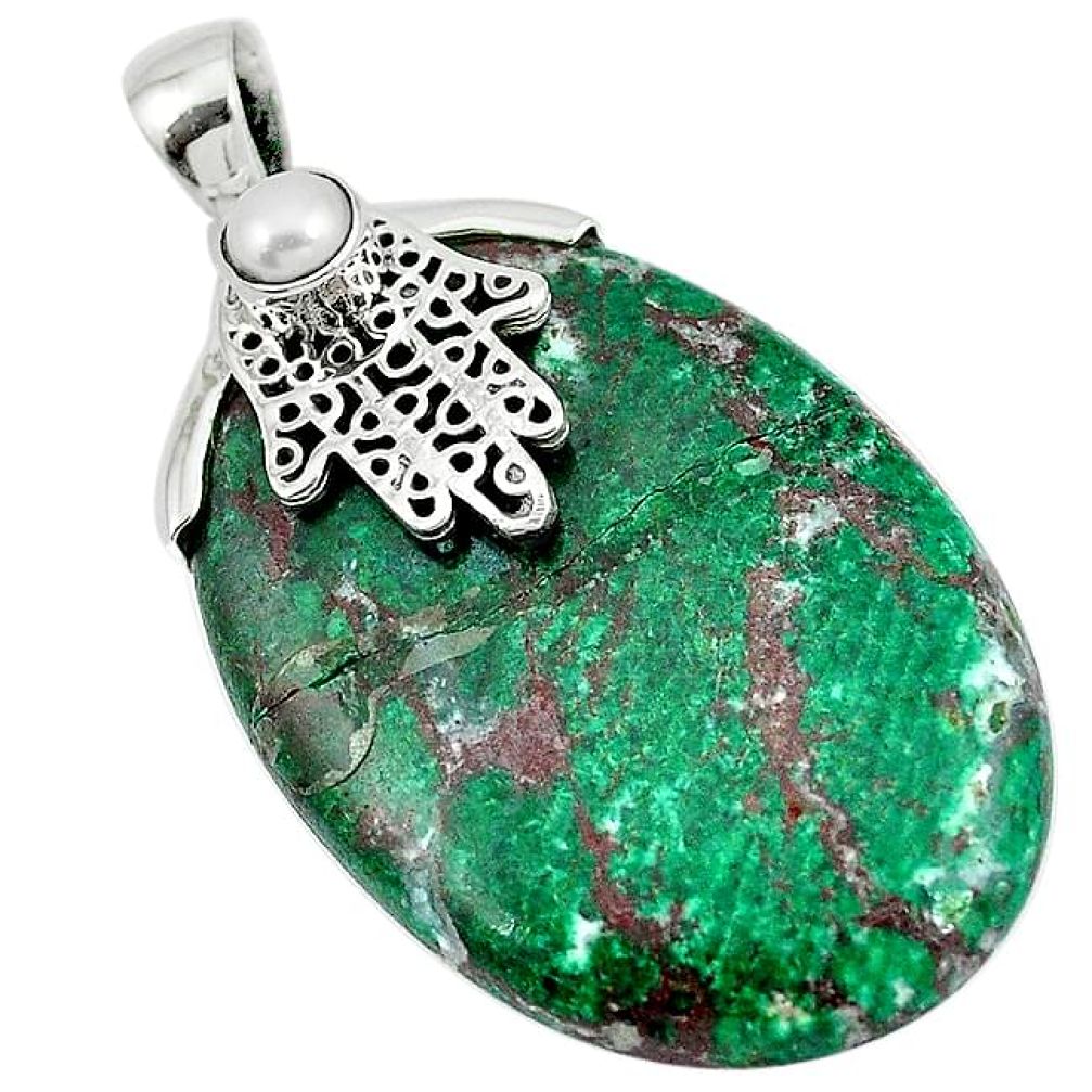 Sonora sunrise (cuprite chrysocolla) 925 silver hand of god hamsa pendant k91809