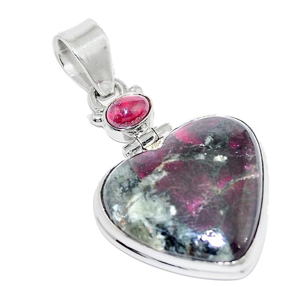 925 sterling silver natural pink eudialyte heart garnet pendant jewelry k96944