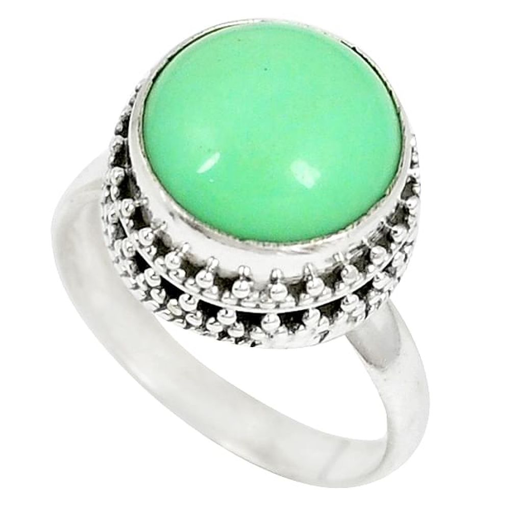 Clearance-Natural green variscite 925 sterling silver ring jewelry size 9 k65821
