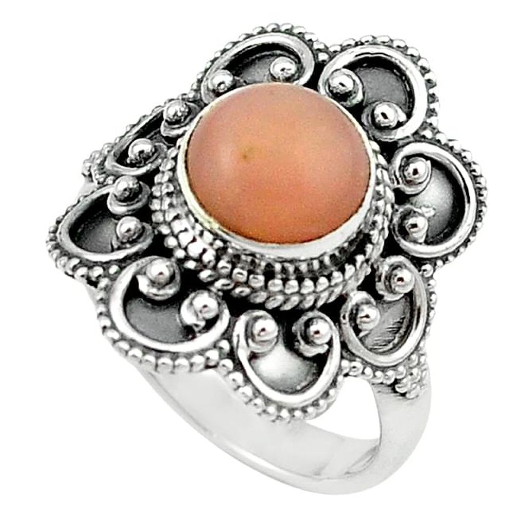 Clearance-4.52cts natural pink opal 925 sterling silver ring jewelry size 6.5 k71349