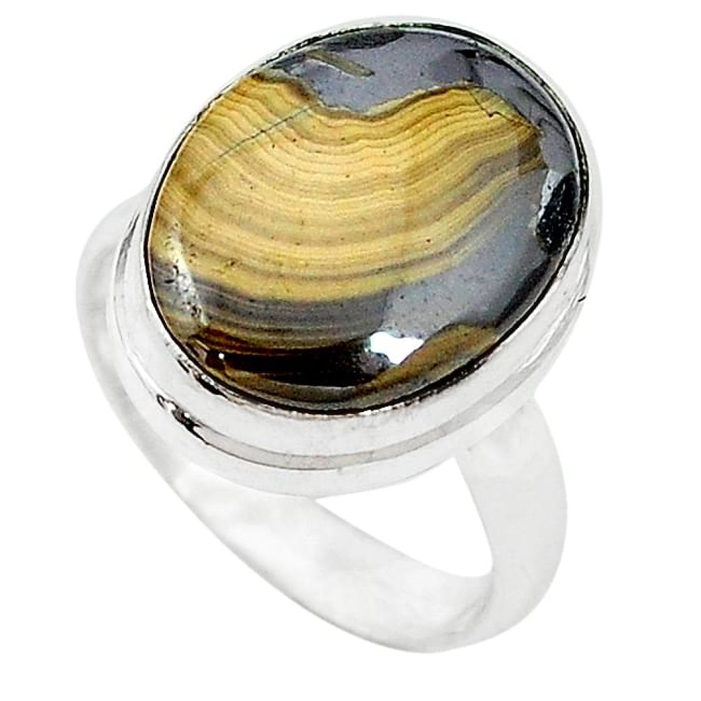 Clearance-Natural yellow schalenblende polen 925 sterling silver ring size 7.5 k72025