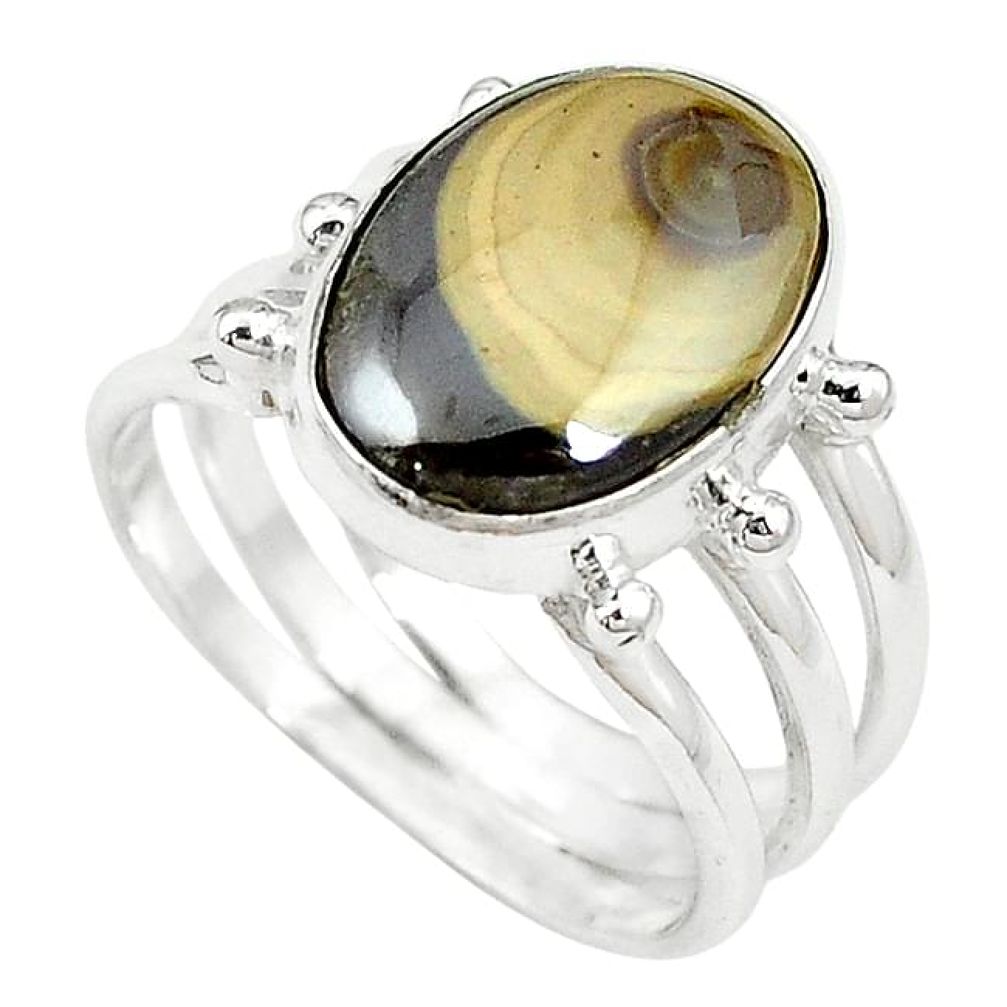 Clearance-Natural yellow schalenblende polen 925 silver ring jewelry size 9 k72030