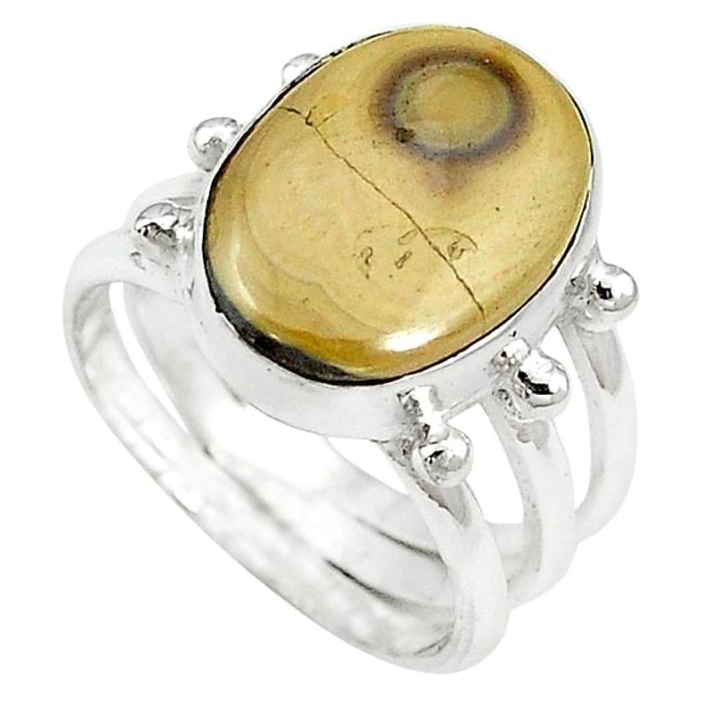 Clearance-Natural yellow schalenblende polen 925 sterling silver ring size 5 k72037
