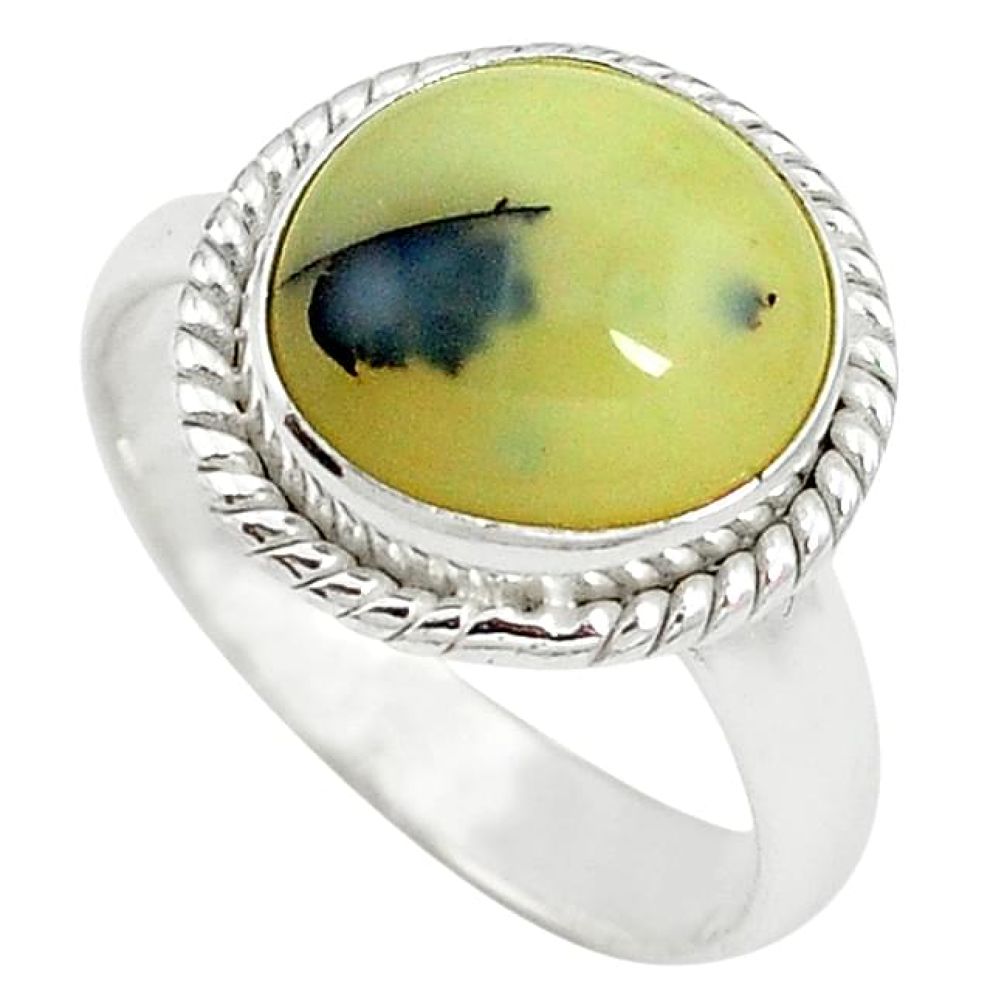 Clearance-Natural yellow opal fancy 925 sterling silver ring jewelry size 8 k72595