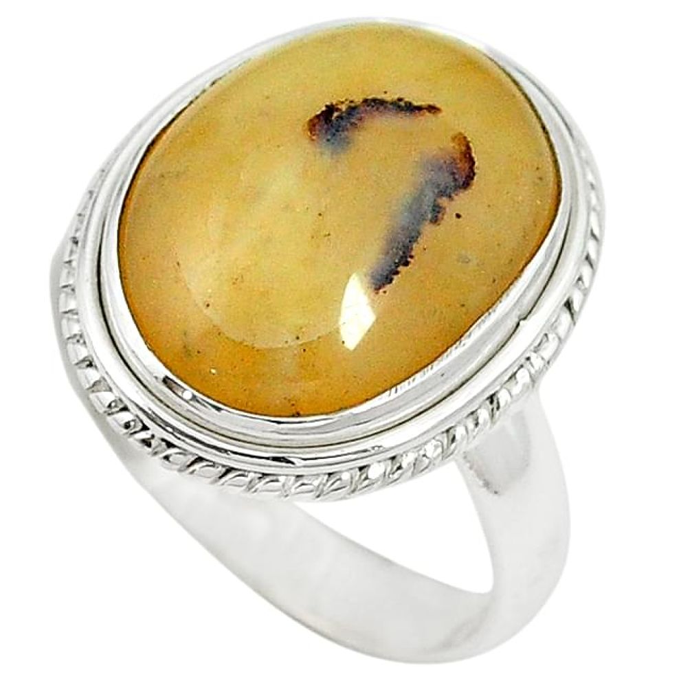 Clearance-925 sterling silver natural yellow opal fancy ring jewelry size 9.5 k72620