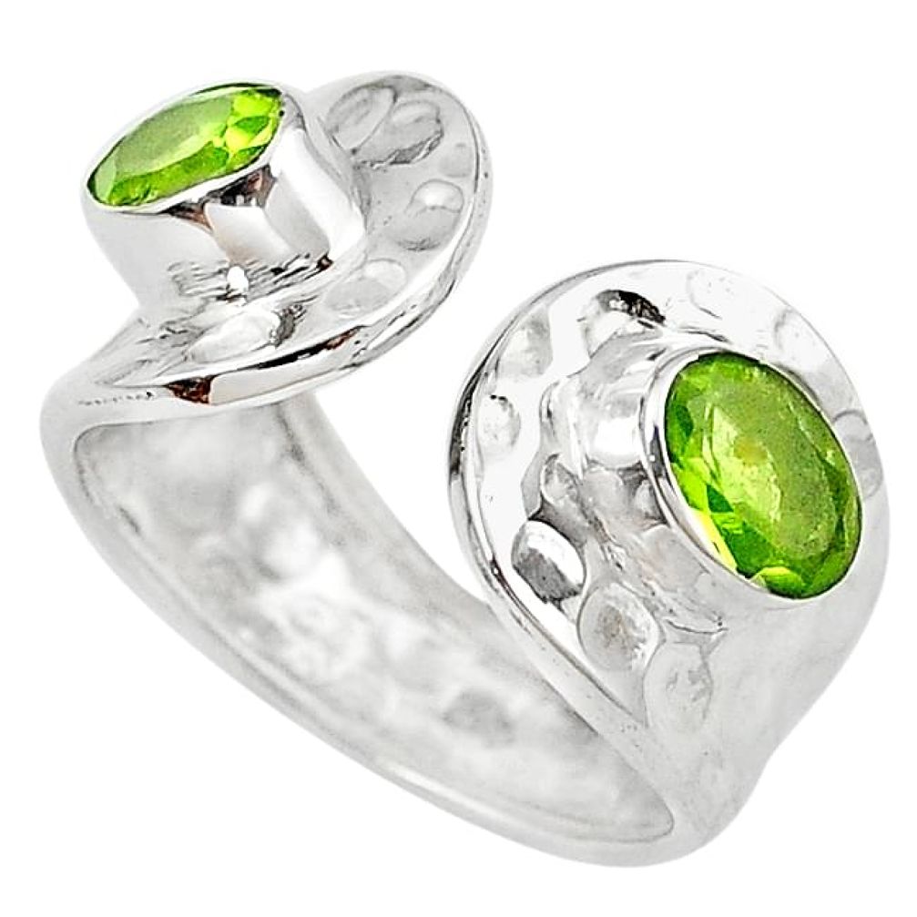 Clearance-Natural green peridot 925 sterling silver adjustable ring size 9.5 k81593