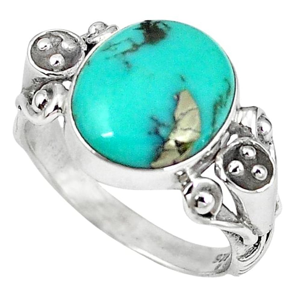 Clearance-Fine blue turquoise 925 sterling silver ring jewelry size 7.5 k83052
