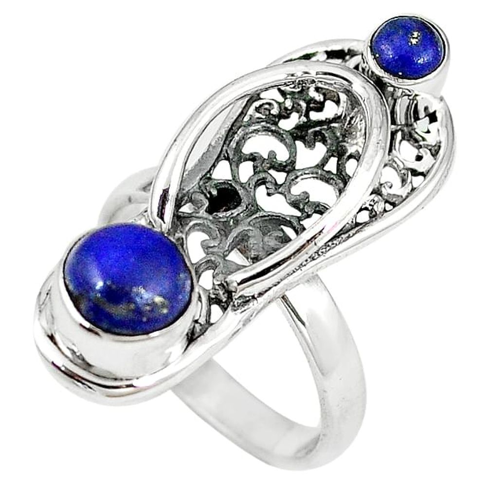 Clearance-Natural blue lapis lazuli 925 sterling silver ring jewelry size 7 k83139