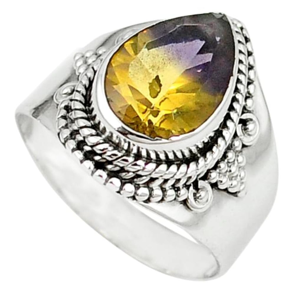 925 sterling silver multi color ametrine (lab) pear ring jewelry size 7 k87970