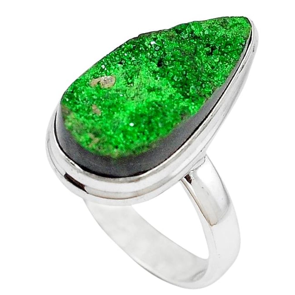 Natural green variscite 925 sterling silver ring jewelry size 8.5 k91630