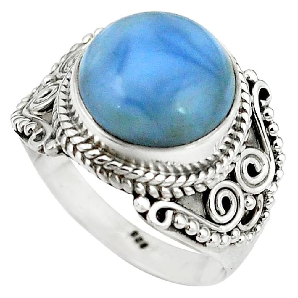 Natural blue owyhee opal 925 sterling silver ring jewelry size 7.5 k93156
