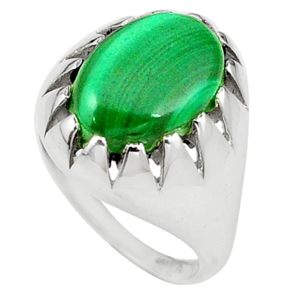 Natural green malachite (pilot's stone) 925 sterling silver ring size 7 k94196