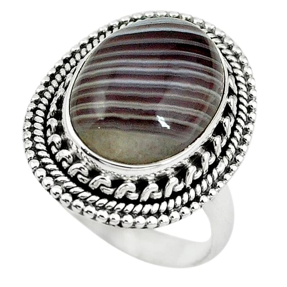 925 sterling silver natural brown botswana agate oval ring size 7.5 k96638
