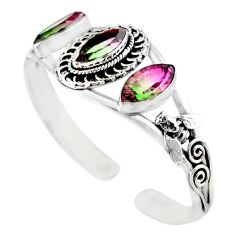 Watermelon tourmaline (lab) 925 silver adjustable bangle jewelry m10368