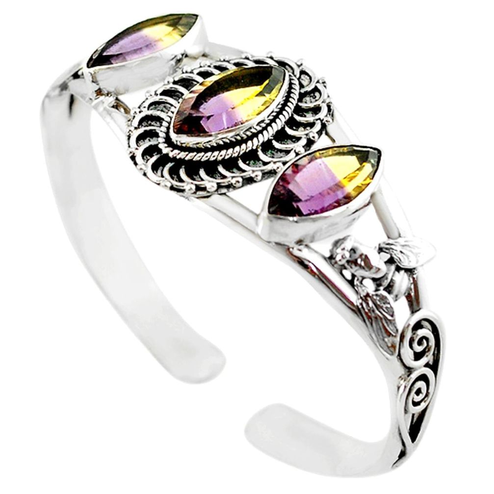 Multi color ametrine (lab) 925 sterling silver adjustable bangle jewelry m10371