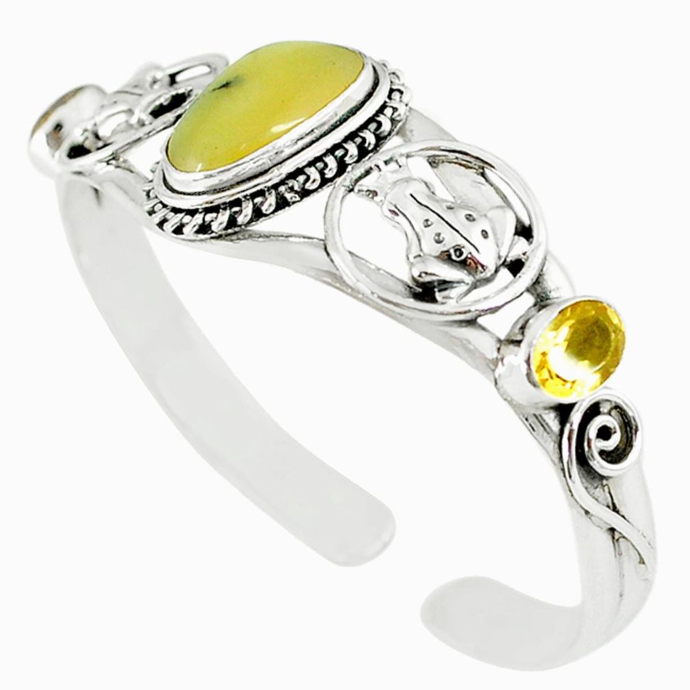 Natural yellow opal citrine 925 silver adjustable bangle jewelry m10385