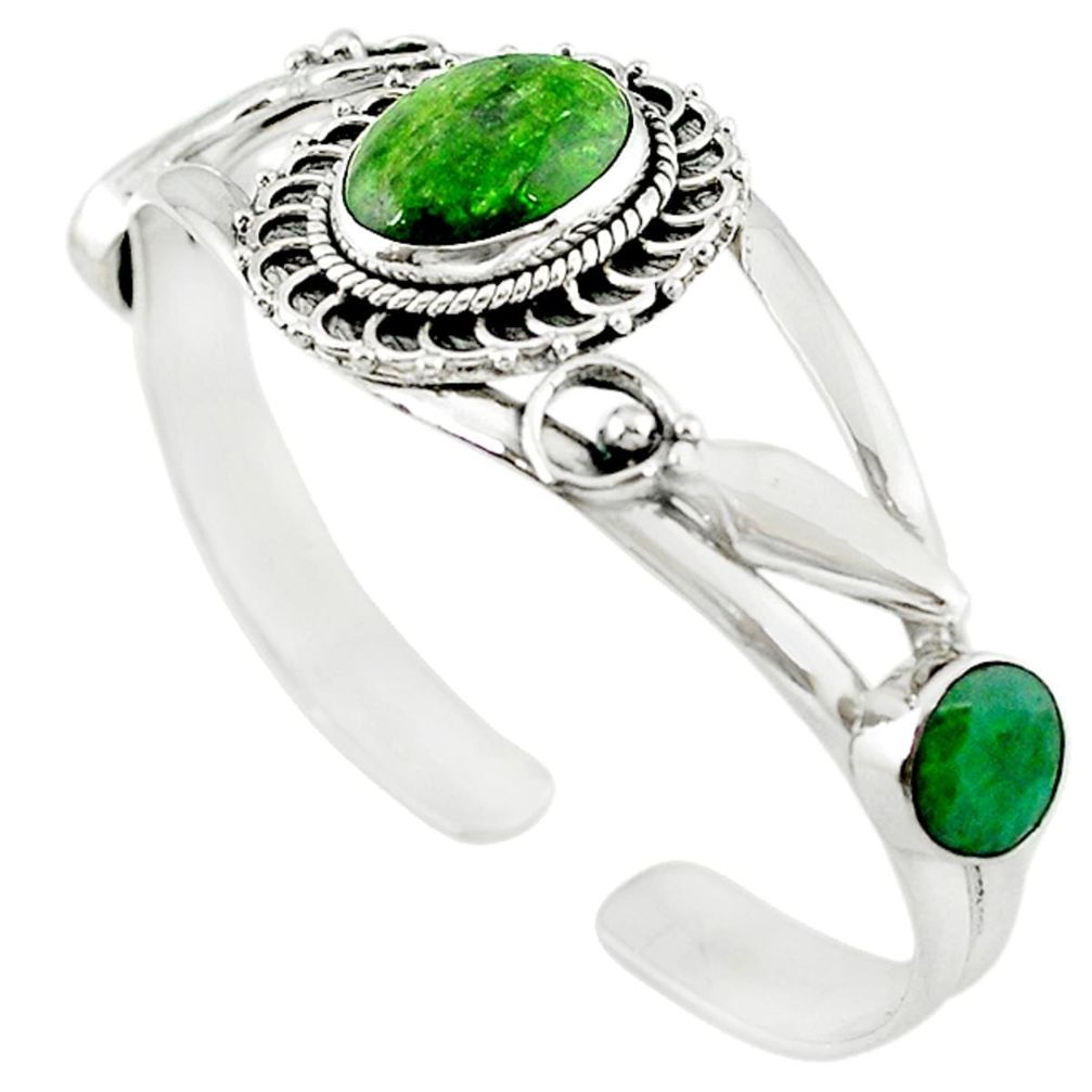 Natural green chrome diopside emerald 925 sterling silver bangle jewelry m10468