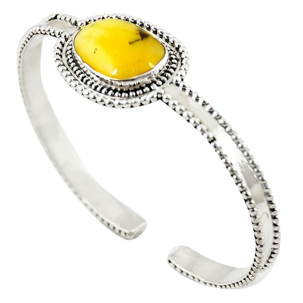 Natural yellow opal 925 sterling silver adjustable bangle jewelry m26559