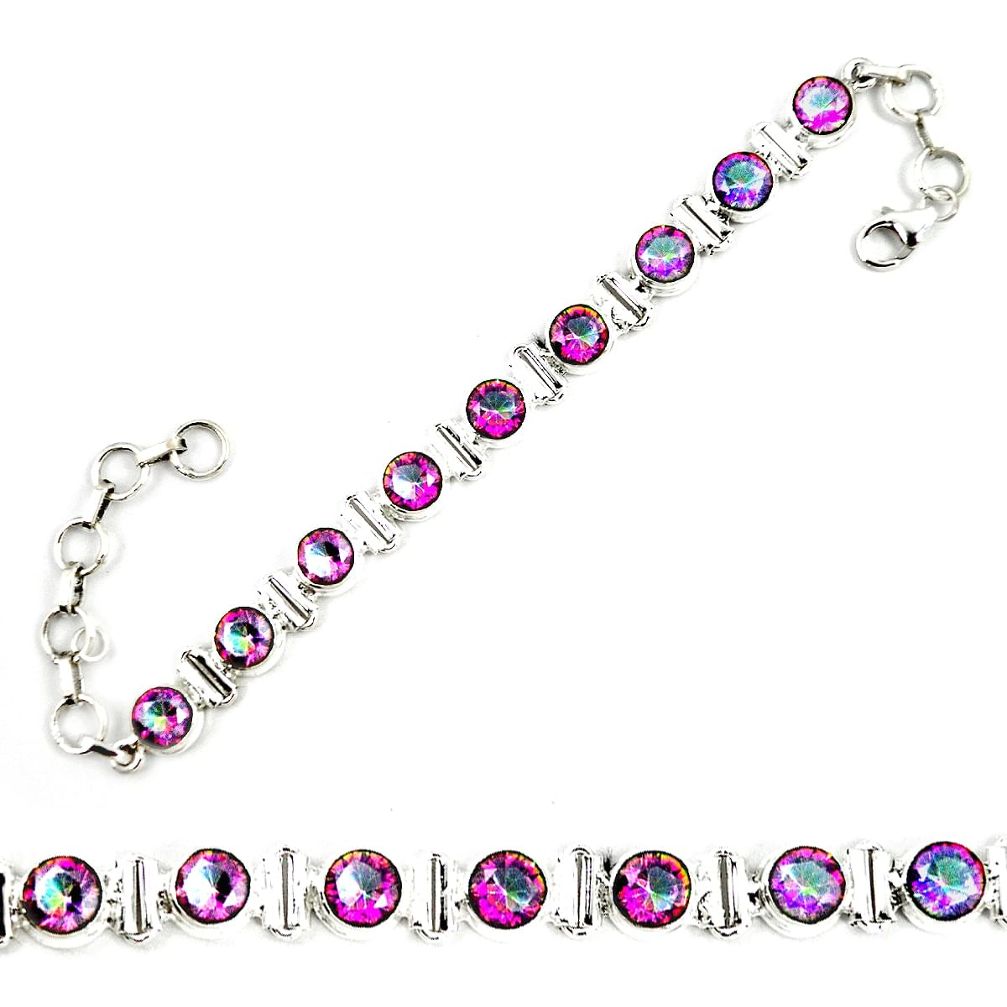 Multi color rainbow topaz 925 sterling silver tennis bracelet jewelry m29298