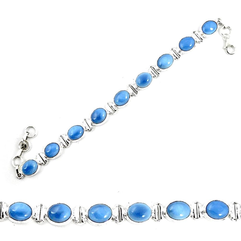 Natural blue owyhee opal 925 sterling silver tennis bracelet jewelry m29351