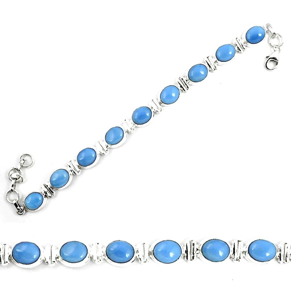 Natural blue owyhee opal 925 sterling silver tennis bracelet jewelry m29353